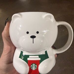 Starbucks White Bearista Mug with Red and Green Accents